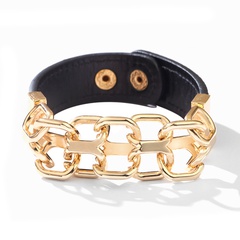 fashion creative chain bracelet wide alloy PU bracelet