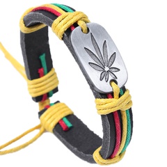 fashion colorful maple leaf leather bracelet alloy accessories bracelet