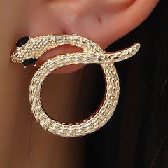 Modische vergoldete, diamantbesetzte Ohrringe in Schlangenform aus Metall