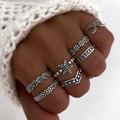 new dolphin tail flower five-pointed star alloy ring female