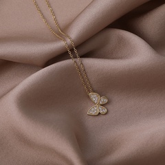 simple zircon butterfly pendant copper necklace