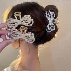 fashion pearl rhinestone bow hair clip retro hairpin