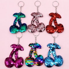 fashion double-sided reflective fish scales sequins cherry keychain