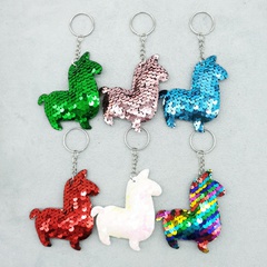 fashion double-sided reflective fish scales sequins alpaca keychain