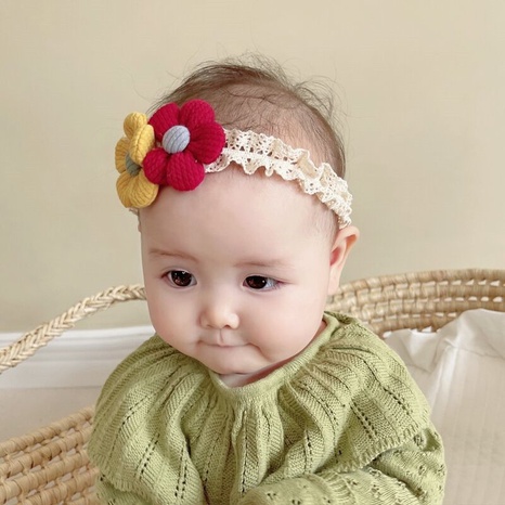 New creative children's hair accessories baby two-color flower hair band's discount tags