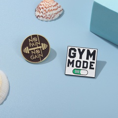 new square disc letter GYM MOOE creative dripping paint metal brooch