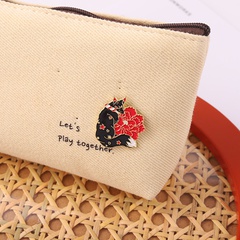 Korean style creative fox wearing flower shape series alloy paint brooch