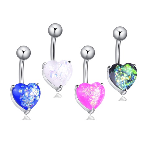 Anneau de nombril en acier inoxydable en forme de coeur d'opale de résine de mode's discount tags
