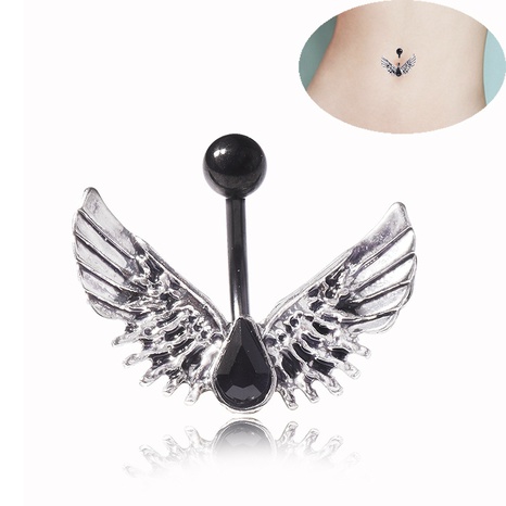 Summer New Body Piercing Jewelry Black Wings Navel Buckle Accessories Wholesale's discount tags