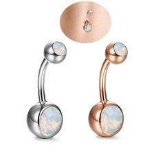 Fashion new rose gold snow opal belly button stainless steel piercing jewelry