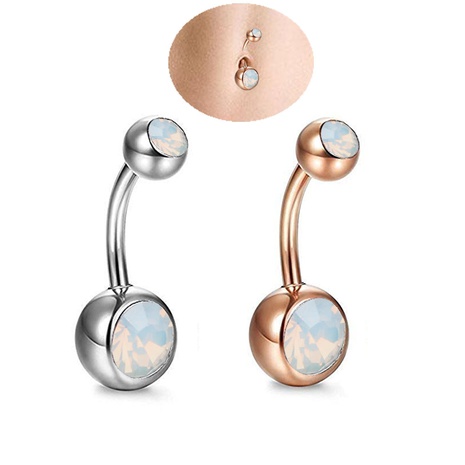 Bijoux de piercing en acier inoxydable de nombril d'opale de neige d'or rose de mode's discount tags