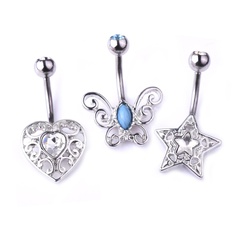 fashion simple 3-piece set  butterfly zircon alloy navel nail