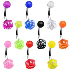 fashion simple multi-color dice alloy navel ring