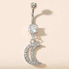 New zircon double diamond moon full diamond navel rings piercing jewelry
