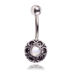 Fashion piercing jewelry retro round lace stainless steel navel ring