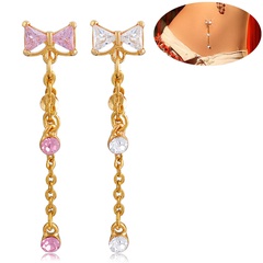 puncture jewelry gold-plated triangular zircon alloy navel button multi-color