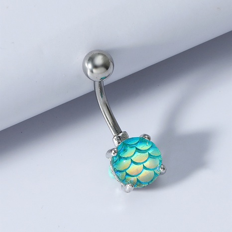 short beautiful color fish scales stainless steel navel ring body piercing jewelry's discount tags