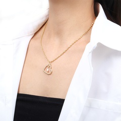 2022 new pearl hollow heart pendant copper inlaid zircon gold-plated necklace