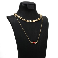 neue MOM eingelegte Zirkonium Drip Oil Letter Kupfer vergoldete Halskette