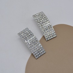 Diamond-studded rectangular new alloy earrings female