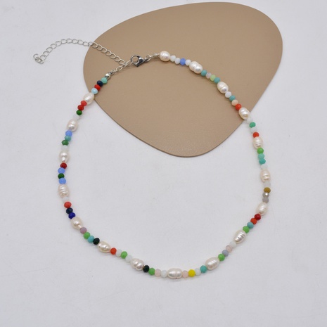 retro style colorful beaded pearl necklace's discount tags