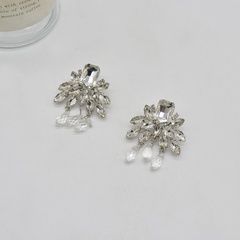 Fashion female new simple crystal flower tassel alloy earrings
