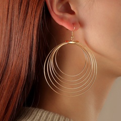 fashion simple  geometric multi-layer alloy hoop earrings