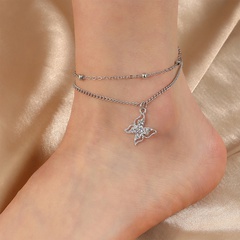 fashion simple three-dimensional butterfly diamond alloy anklet