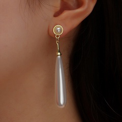 fashion baseball shape pearl long tassel resin drop earrings