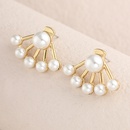 fashion inlaid pearl simple semicircle alloy stud earringspicture8