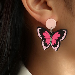 retro fashion  butterfly earrings contrast color drop earrings