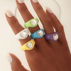 fashion resin heart zircon jelly color women's ring