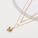 Fashion Letter Multilayer Metal Flat Chain Natural Pearl Necklacepicture7
