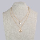 Fashion Letter Multilayer Metal Flat Chain Natural Pearl Necklacepicture8