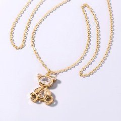 cute robot bear zircon pendant copper gold-plated necklace
