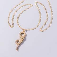fashion curved snake-shaped zircon copper gold-plated necklace