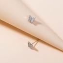 simple retro microinlaid zircon mini butterfly animal shape small copper stud earringspicture7