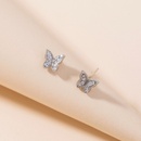 simple retro microinlaid zircon mini butterfly animal shape small copper stud earringspicture8