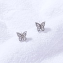 simple retro microinlaid zircon mini butterfly animal shape small copper stud earringspicture10