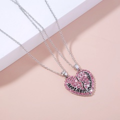 retro broken heart pendant inlaid rhinestone necklace 2 set