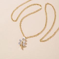 simple zircon branch pendant copper necklace