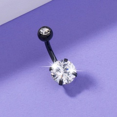 Fashion simple black zircon spoon-shaped stainless steel navel ring body piercing jewelry