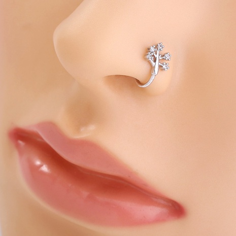U-shaped copper micro-inlaid zircon leaves nose clip's discount tags