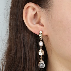 women's wholesale long tassel natural stone pearl alloy earrings