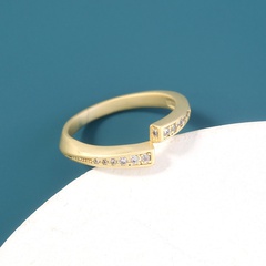 fashion glossy jewelry female imitation gold zircon copper ring wholesale