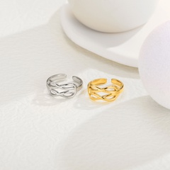 Verstellbarer Ring mit geknoteter Öffnung aus Edelstahl 14 Karat echt vergoldeter Ring