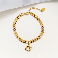 spring new titanium steel pearl bracelet geometric heart-shaped hand jewelry wholesale