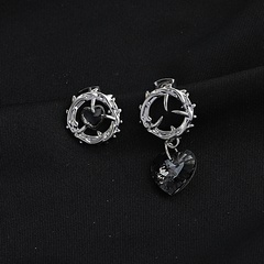 heart-shaped hoop earrings female fashion asymmetric copper earrings