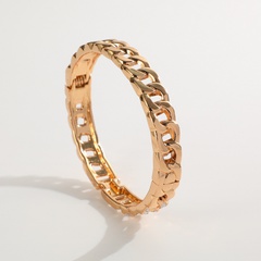Nouveau bracelet en cuivre à chaîne creuse en laiton plaqué or véritable 14 carats avec diamants