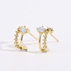 fashion simple 14k gold plated opal copper hoop earrings